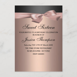Peach & Black Arco Sweet 16 Aniversário Convite