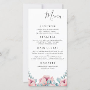 Peach Blossom Menu de Casamento Floral