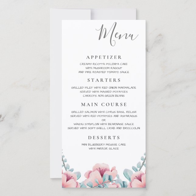 Peach Blossom | Menu de Casamento Floral (Frente)