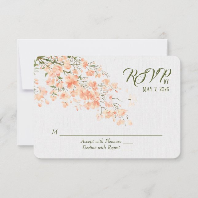 Peach Blossoms de Casamento RSVP (Frente)