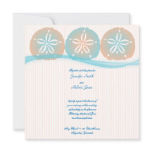 Peach Blue Sand Dollares Convite para Casamento de