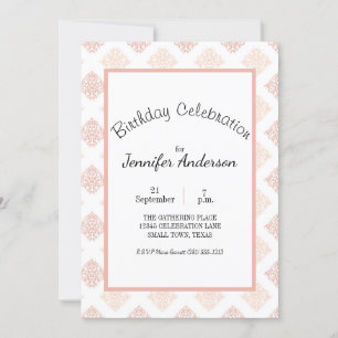 Peach Blush Damask Sweet 16 Aniversário