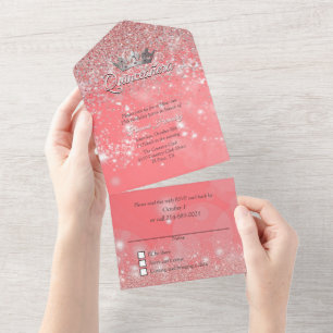 Peach Bokeh e Glitter Quinceañera