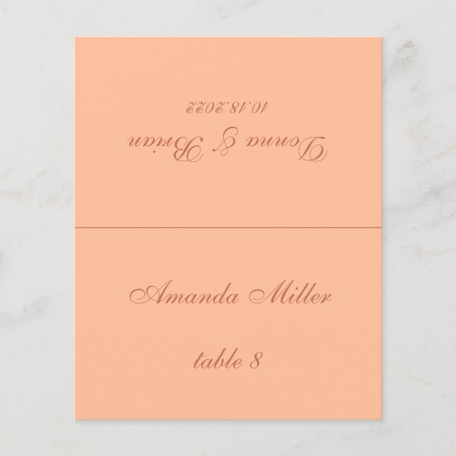Peach Brown Imprimido Nome de Convidado Cartão de  (Frente)
