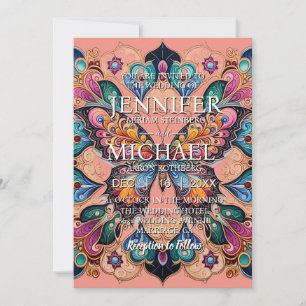 Peach Butterflies Clássica Convites De Casamento