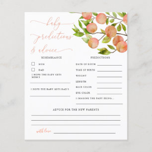 Peach Chá Baby Predictions and Advice Card