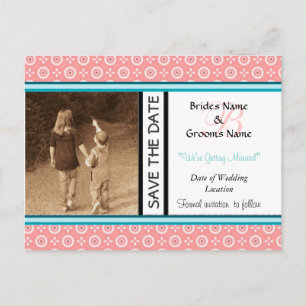 Peach Dot Save The Date Postcard Modelo