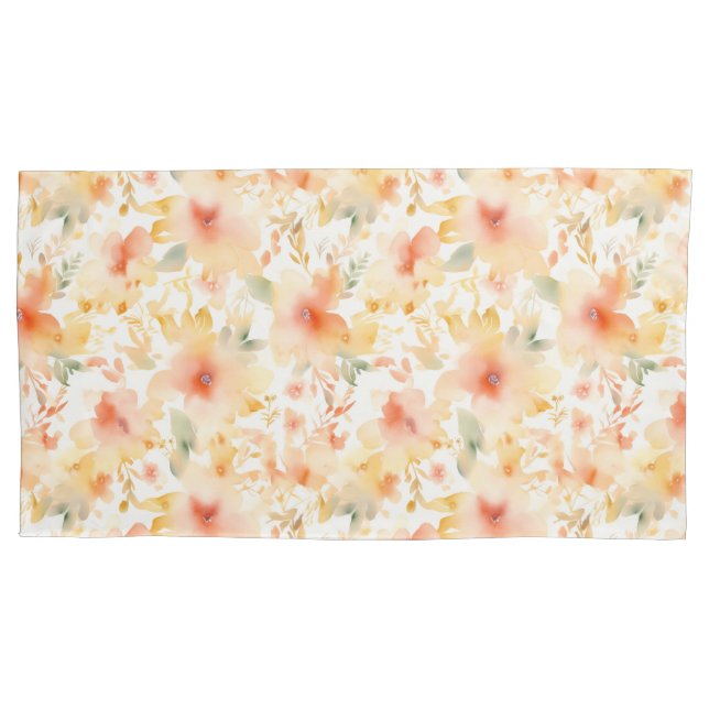 Peach Dreams Abstrato Floral King Travesseiro Case (Frente)