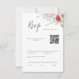 Peach Dusty Blue Floral RSVP