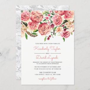 Peach e Coral Flowers Convite para casamento Flora