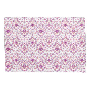 Peach e Damasco Roxo Padrão Elegante Floral