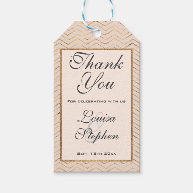 Peach e Douradas Etiquetas de Graças (Frente)