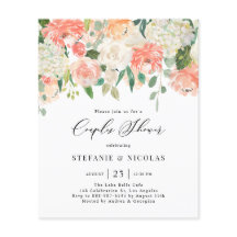 Peach e Ivory Flowers Convite para Chás