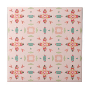 Peach e Teal Modern Geométrico Floral