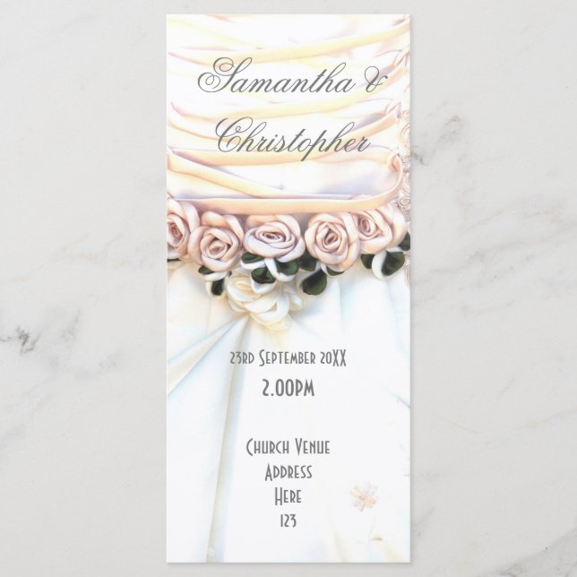 Peach floral brides vestir programa de casamento d (Frente)