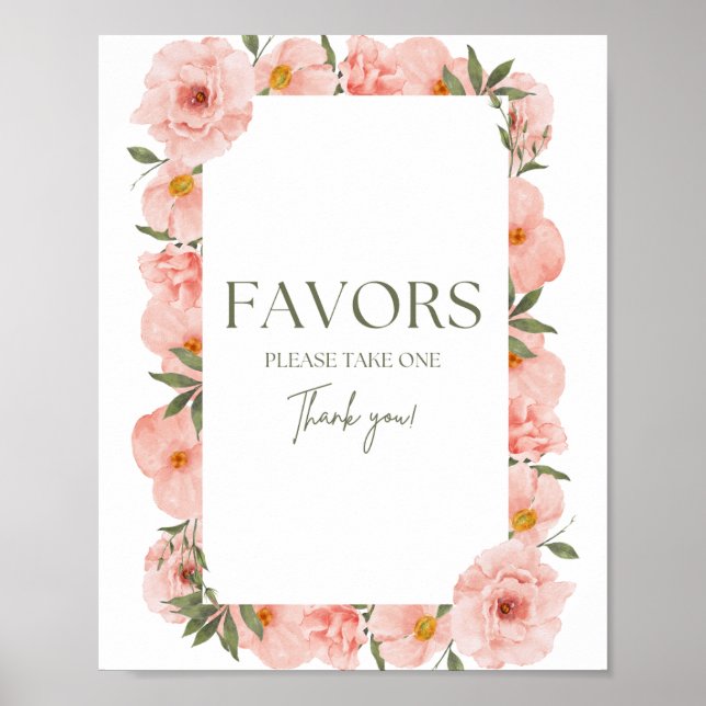 Peach Floral Finito Favorece Poster (Frente)