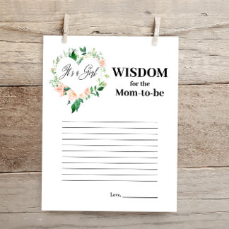 Peach Floral It's a Girl Prayers for Baby Card