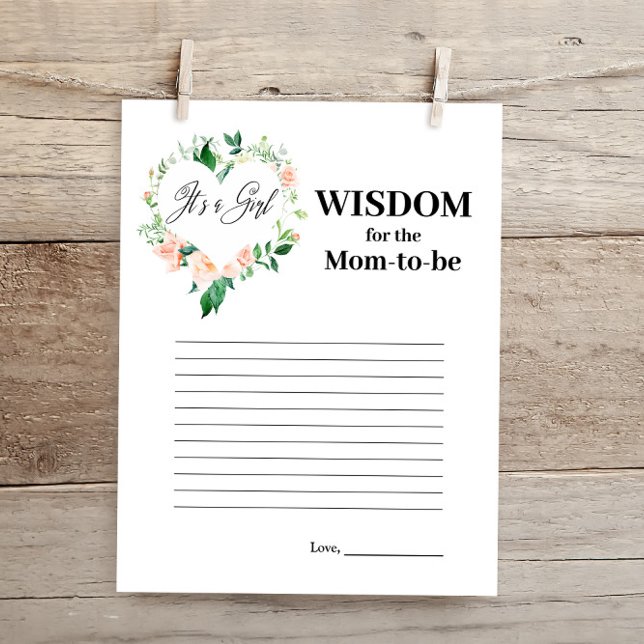 Peach Floral It's a Girl Prayers for Baby Card (Criador carregado)