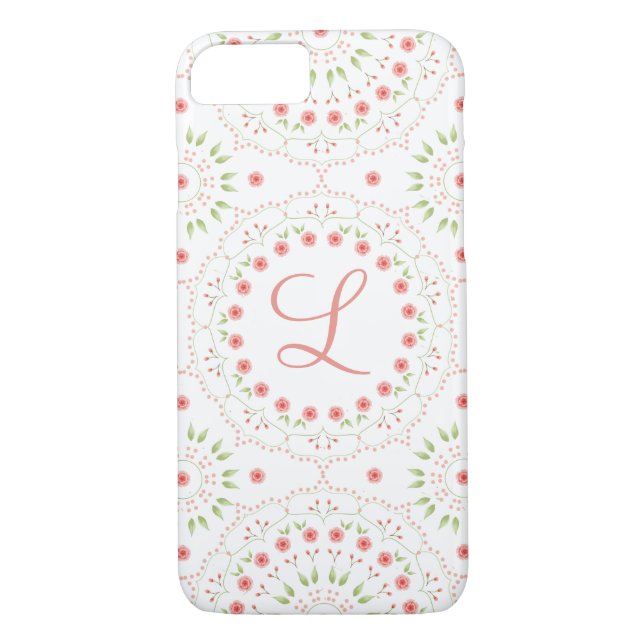 Peach Floral Mandala Capa de telefone inicial (Verso)