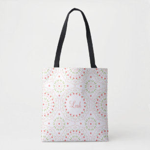 Peach Floral Mandala Personalizada Tote Bag