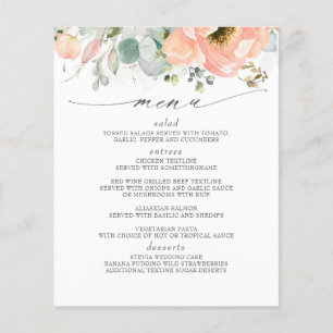 Peach Floral Wedding Menu