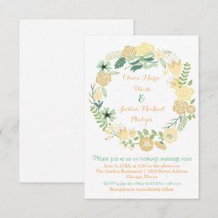 Peach Floral Wreath - Convite de Casamento 3x5