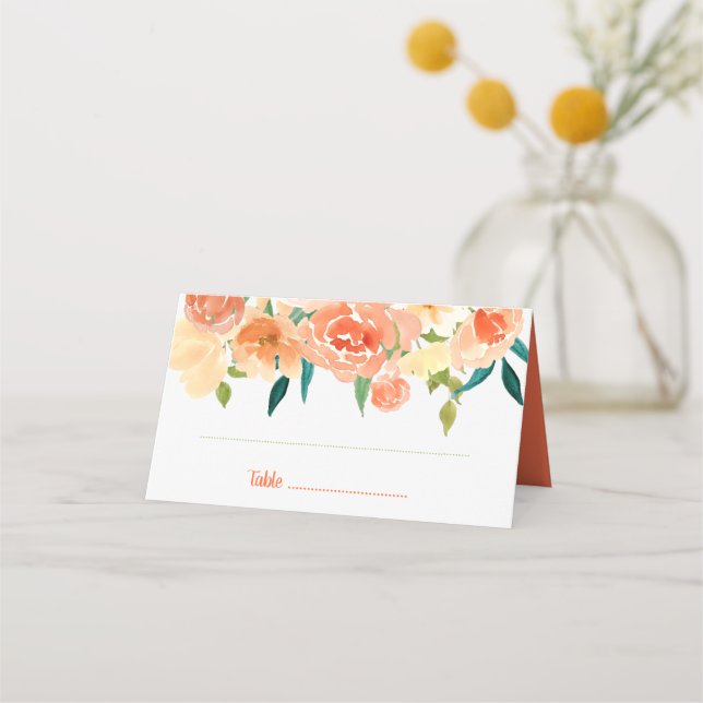 Peach Florals | Cartão de Casamento (Frente)