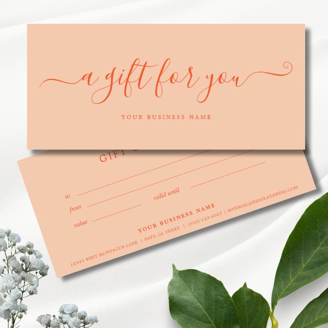 Peach Fuzz Business Gift Certificate Simples (Peach Business Gift Certificates)