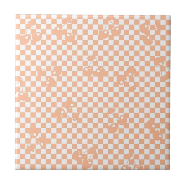 Peach Fuzz Cherry Gingham Patterno (Frente)