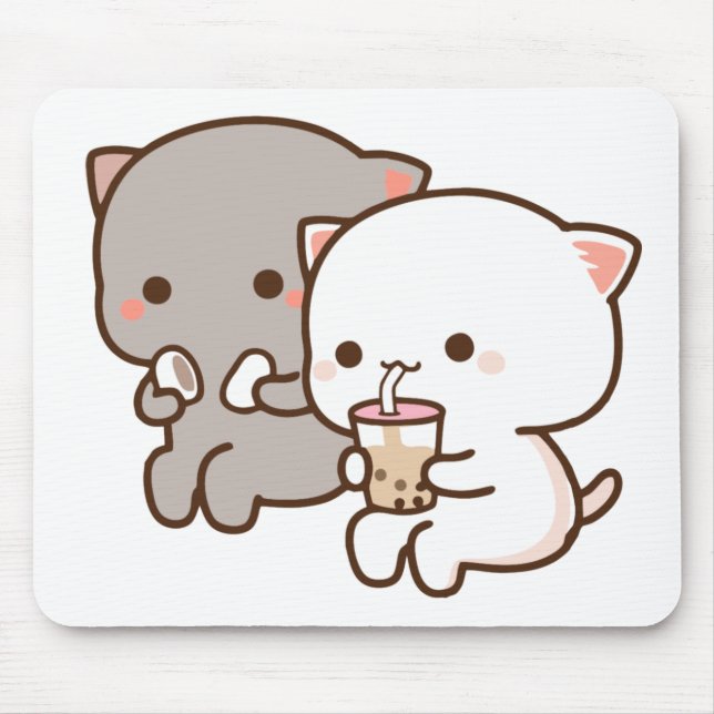 Peach Goma Eating  Puzzle Mouse Pads (Frente)