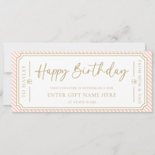 Peach Happy Birthday - Cartão de Voucher