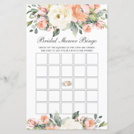 Peach Ivory Floral Chá de panela Bingo Party
