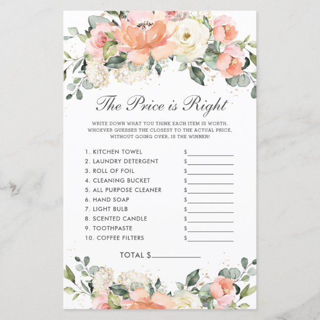 Peach Ivory Floral Chá Price é o jogo certo (Frente)