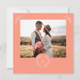 Peach Monograma Wedding The Date Card
