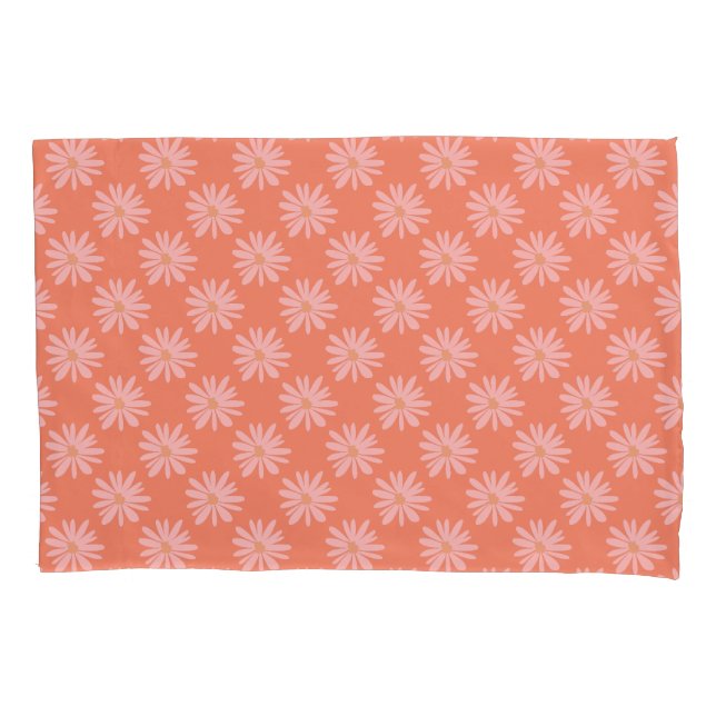 Peach Orange BOHO Chic Daisy Pattery Retro Floral (Frente)