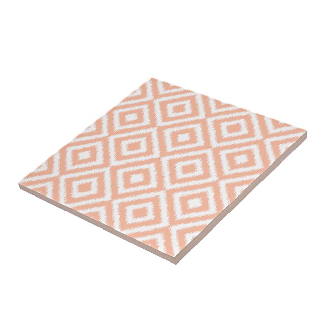 Peach Orange White Ikat Mosaic Art Patterno (Lateral)