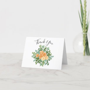 Peach Peony & Rosa Floral - Cartões de agradecimen
