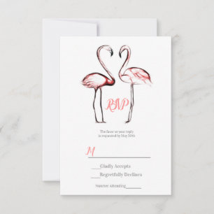 Peach Pink Flamingos Flamingo Elegant Weding RSVP