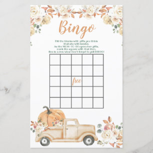 Peach Pumpkin Rustic Truck Chá de fraldas Bingo Ga