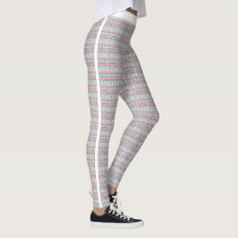 Peach Red Green Tartan Patteran Leggings Corridas