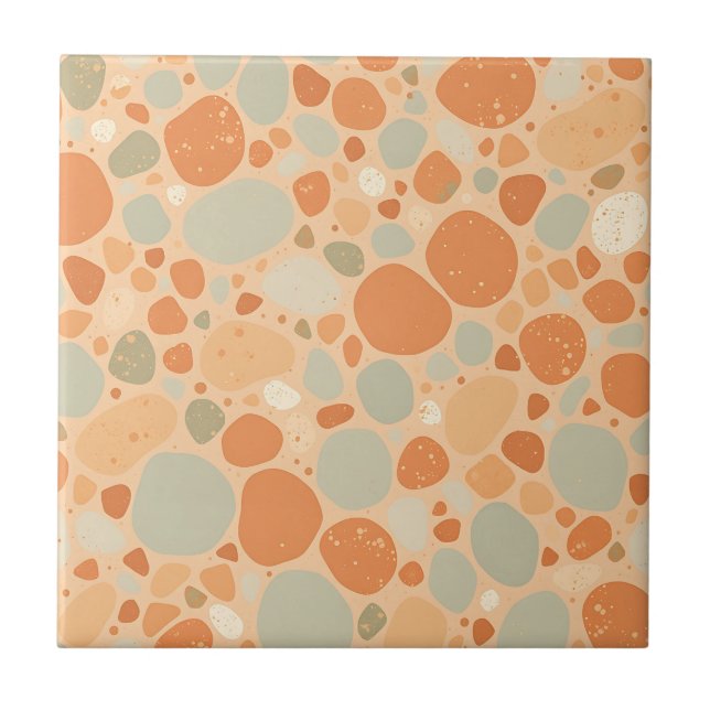 Peach Sage Green Pebble Pattern Abstract Organic  (Frente)