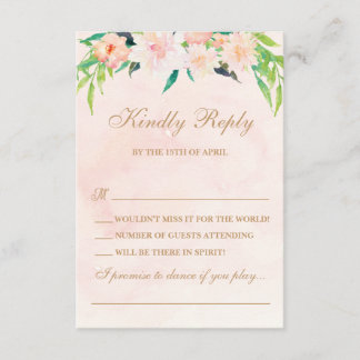 Peach Watercolor e RSVP de Casamento Floral