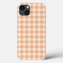 Peach White Checkered Gingham Patterno