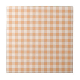 Peach White Checkered Gingham Patterno
