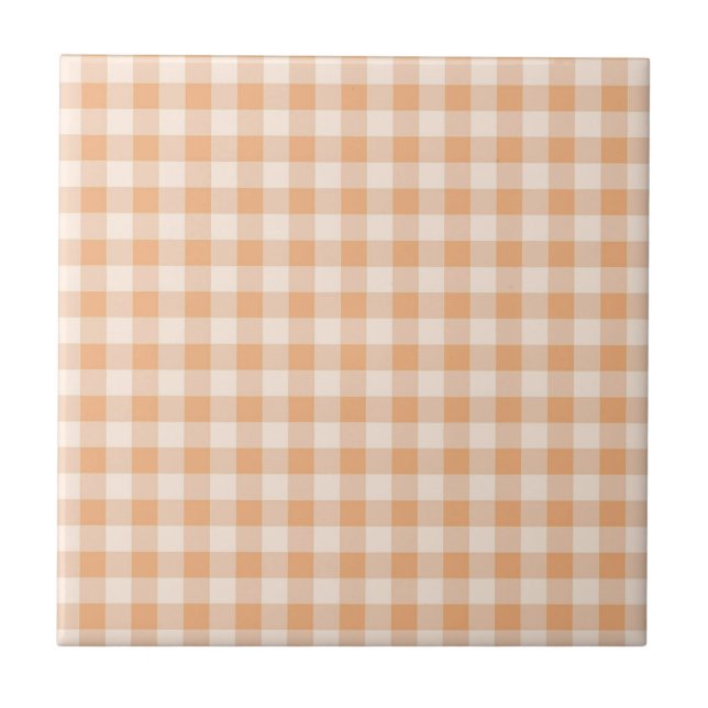 Peach White Checkered Gingham Patterno (Frente)