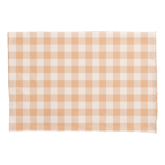 Peach White Checkered Gingham Patterno (Frente)