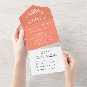 Peach White Cute Sweet 16 Tiara Six Modern