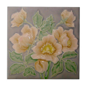 Peachy Floral Majolica Faux Alivio c1900 Repro