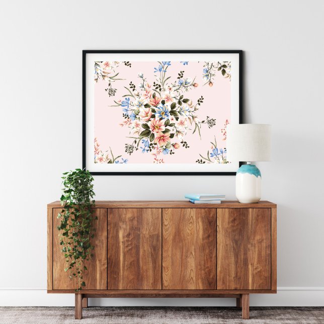 Peachy Pink Flower Bouquet Print | Canvas Print (Criador carregado)