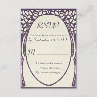 Peacock art deco violet and ivory WEDDING rsvp